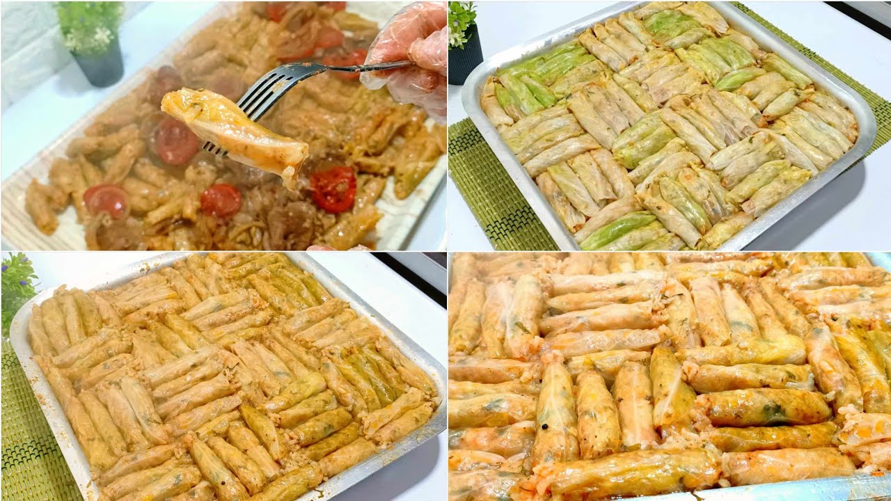 محشي الكرنب ❗ليه بالحله تسويه❗ده في الصينيه رصيه واللحم المشويه المتبل تحتها  وفالفرن حطيه