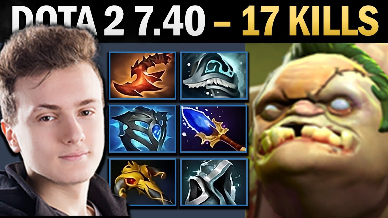Pudge на позиции мидлейнера, 17 убийств и Rattlecage — геймплей Dota 2.