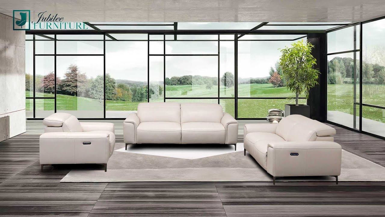 Natalyn Modern Leather Sofa Set with Recliner  | Jubilee Furniture