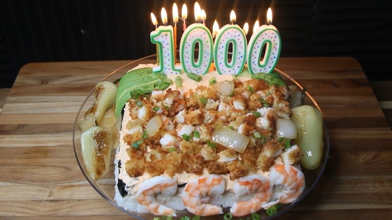 Pastel de Sushi Celebracion de Mil Subsciptores #sushi #camaron #milsuscriptores