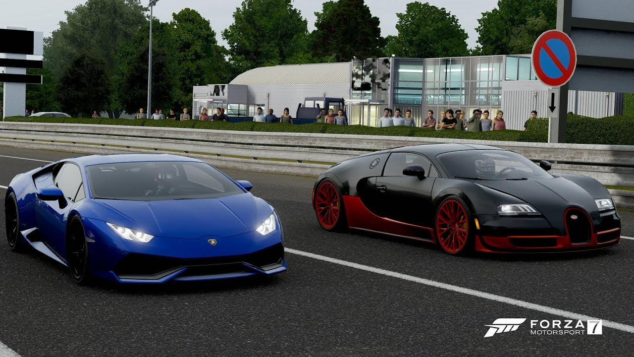 Forza 7 Drag race: Bugatti Veyron SS vs Lamborghini Huracan (Maxed out)