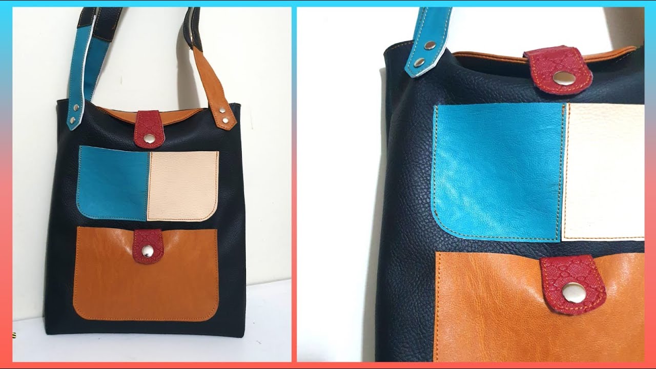 Nos sobraron retazos de cuerina, VAMOS A HACER ESTE BOLSO #Tutorial