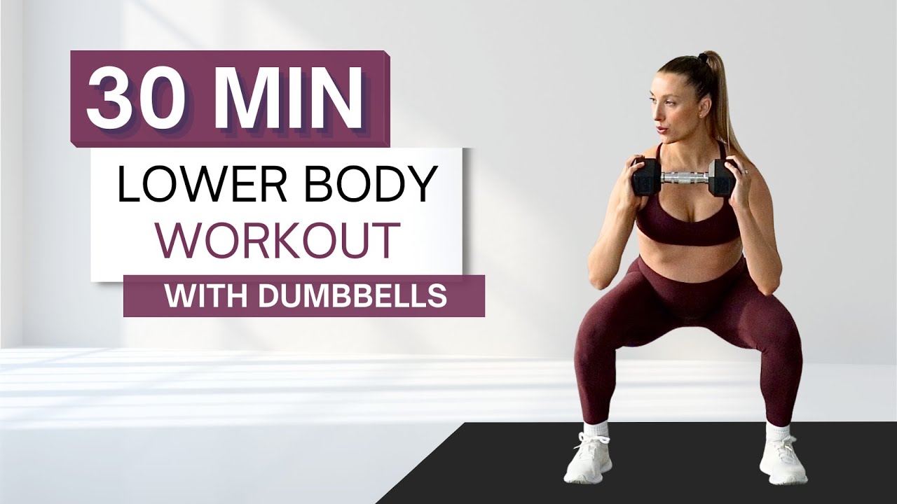 30 min LOWER BODY WORKOUT | With Dumbbells | Warm Up + Cool Down Included | Pregnancy Friendly