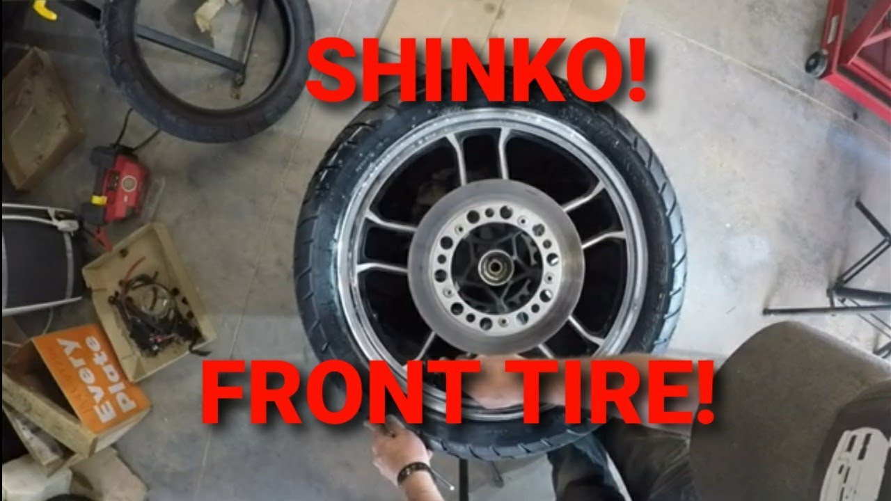 Installing a Shinko front tire on the 85 Honda Shadow VT700C.  #shinkotires #shadow700 #tirechange