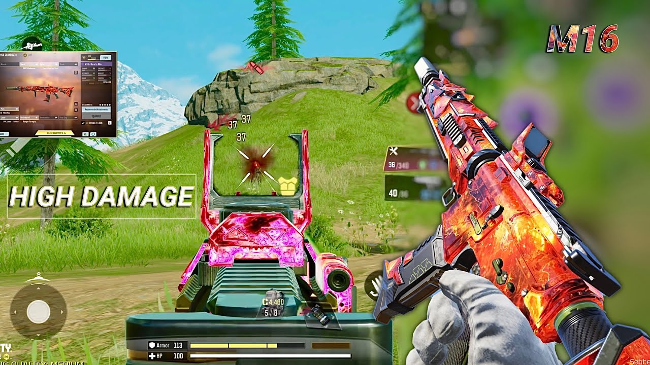 NO RECOIL in LONG RANGE + HIGH DAMAGE | BEST M16 GUNSMITH CODM BR | CODM BR GAMEPLAY