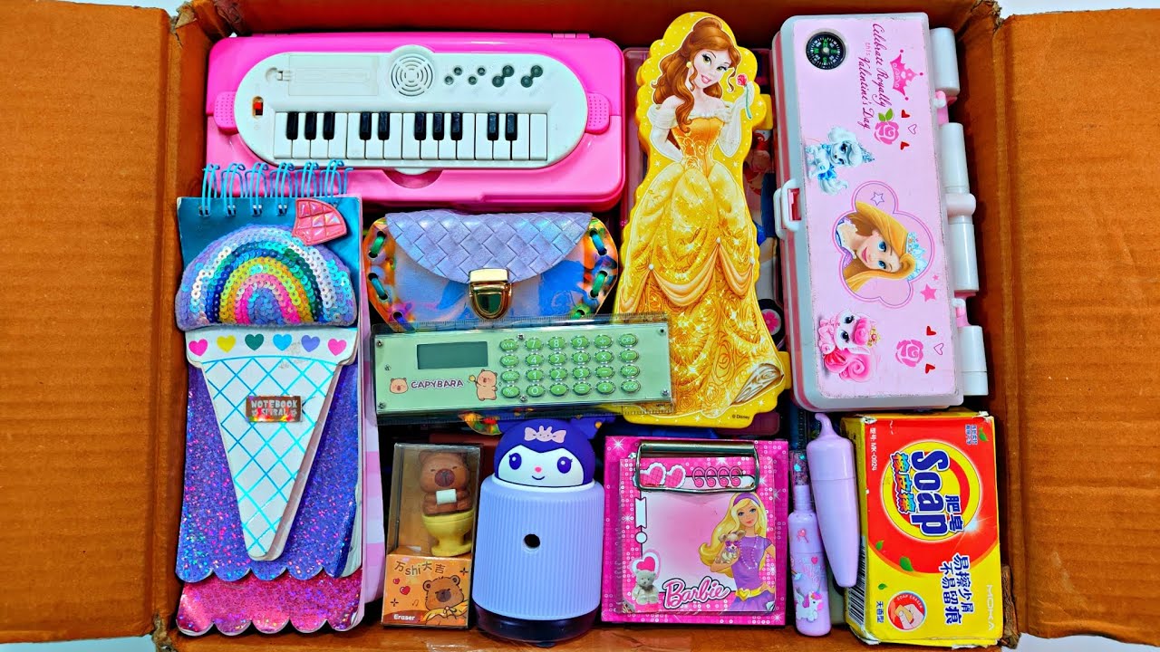 Unboxing Showing Cute Stationery 📚, Pencil Box, Sharpener, Ruler, Eraser, Notebook, Desk lamp, Pouch