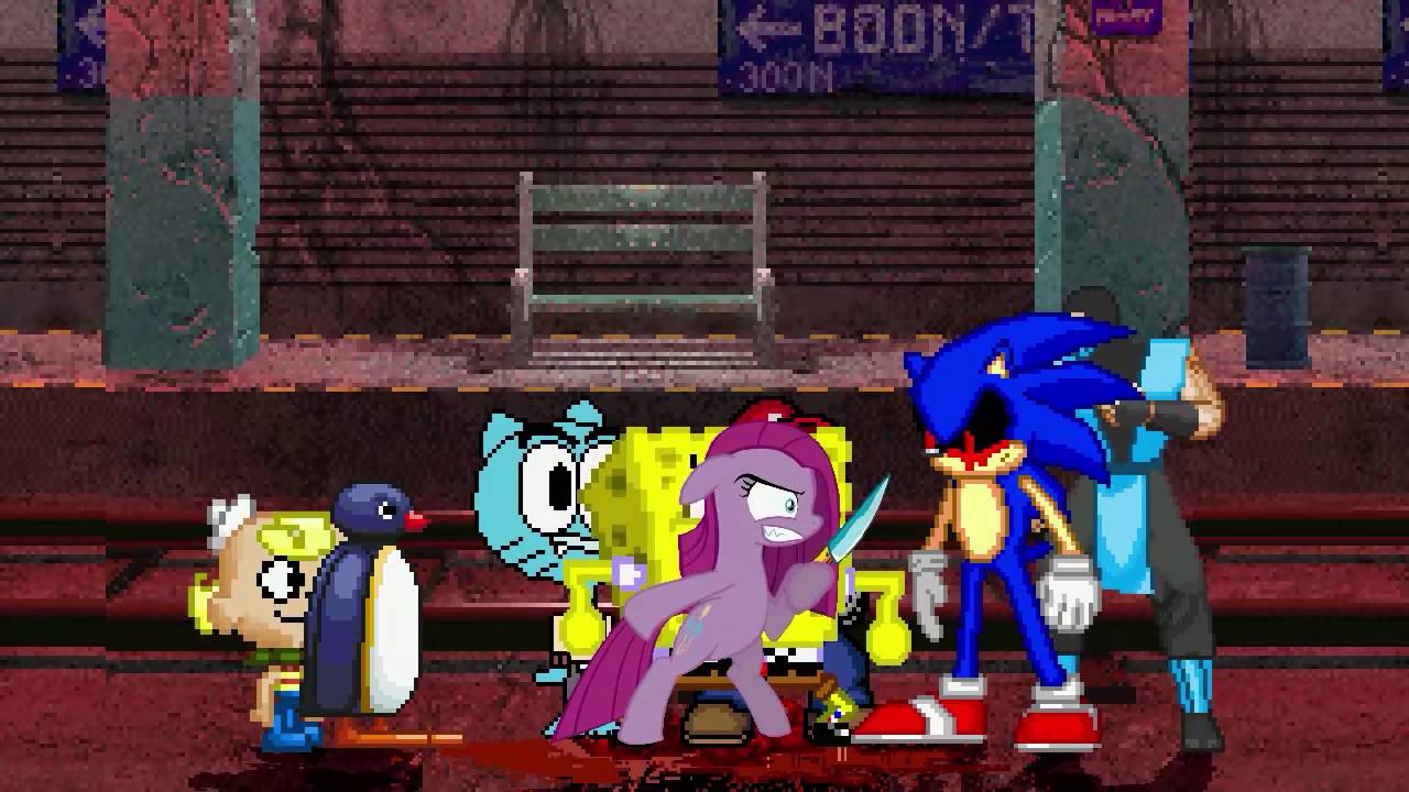 AN Mugen Request #552: Pingu,Flapjack, Pinkamena & Gumball VS Sonic.exe, Sub-Zero, Spongebob & Mario