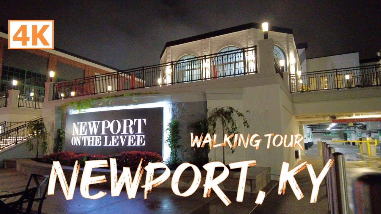 Rainy Night Walking Tour of Newport KY September 2021 - 4K HDR