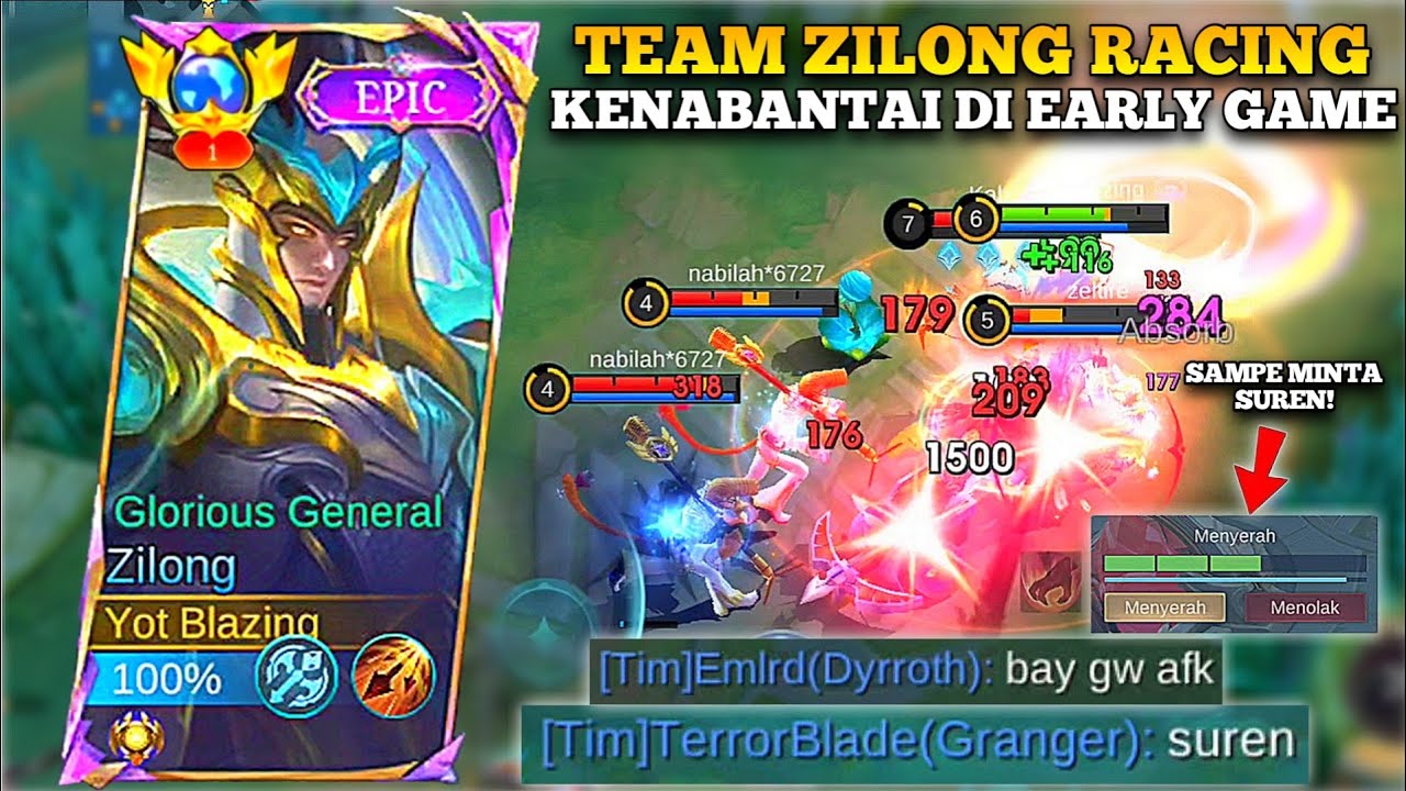 AWALNYA TEAM ZILONG GW KENABANTAI DI EARLY GAME SAMPE MINTA SUREN!! ZILONG LANGSUNG MODE NGAMOK!!🔥