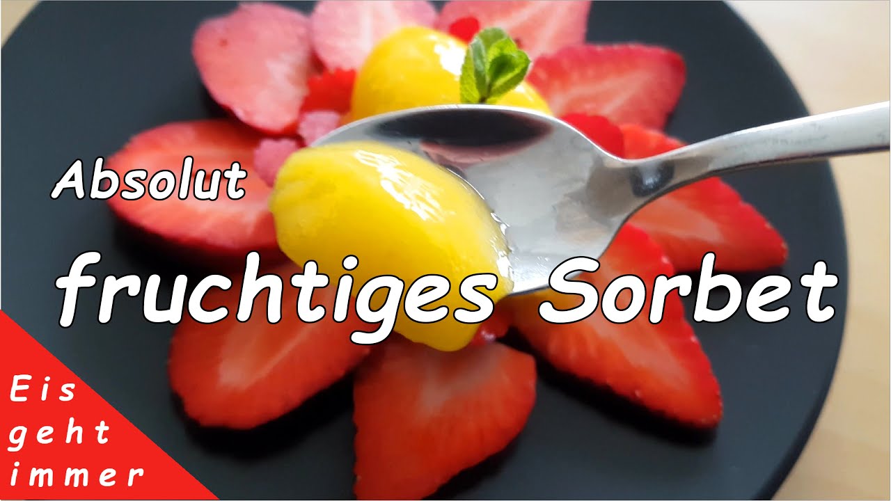 Mangosorbet aus 4 Zutaten selber machen - traumhaft fruchtig und erfrischend 😋🍨