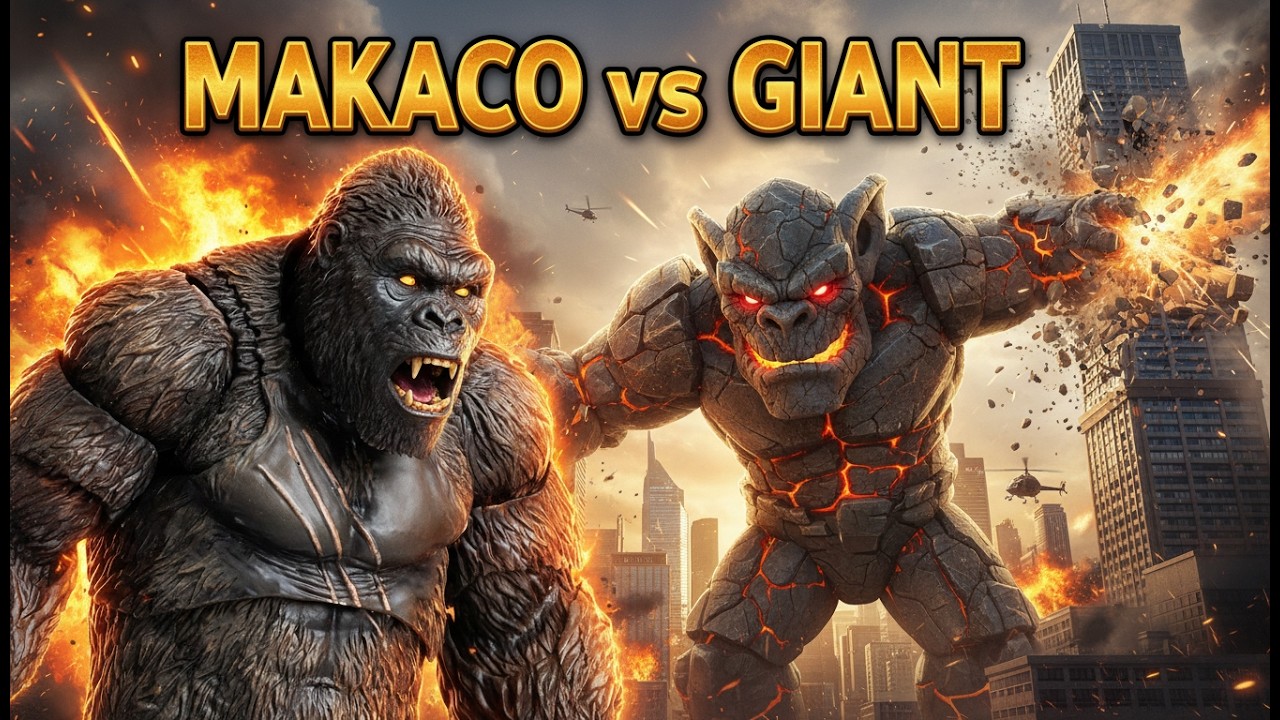 Kong Skull Island: Makaco vs Stone Troll City Destruction