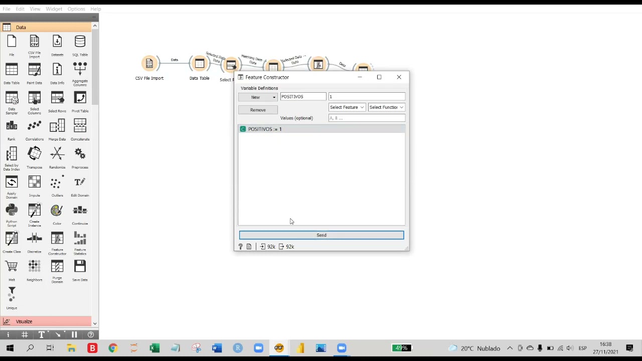 Procesamiento de Datos| ORANGE Data Mining| Casos Covid Per&uacute; Distrito | Slicing - Rolling| Parte 3