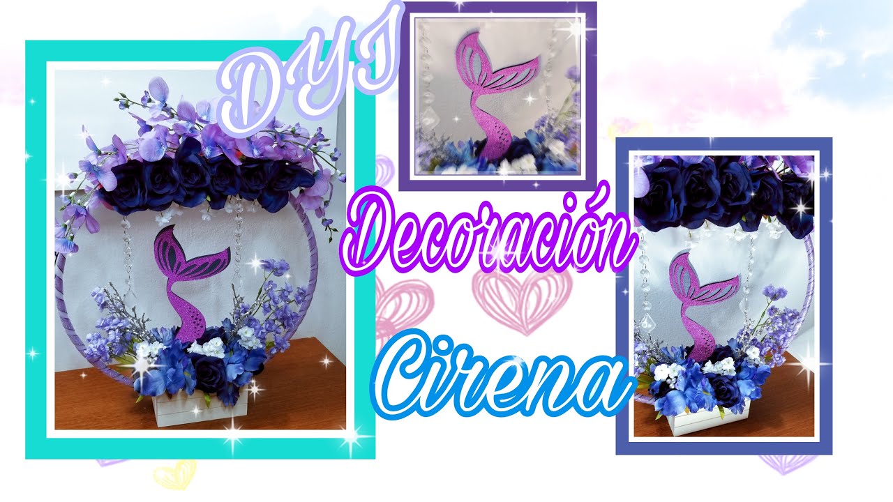 sentro de mesa🥳// tema sirena🧜‍♀️con poco presupuesto.