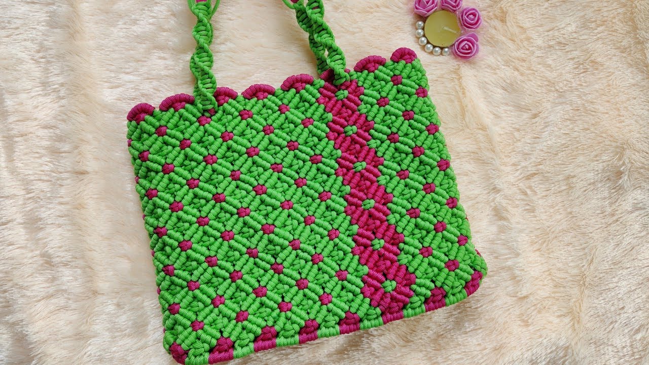 How to make Macrame bag | macrame hand bag making| Macrame bag making tutorial | sangitas craft