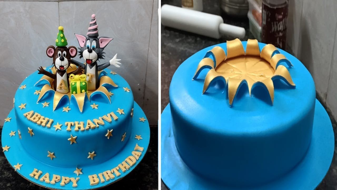 Butter Scotch Fondant Cake Recipe |Tom Jerry Animal Cake Design |Animal Fondant Cake
