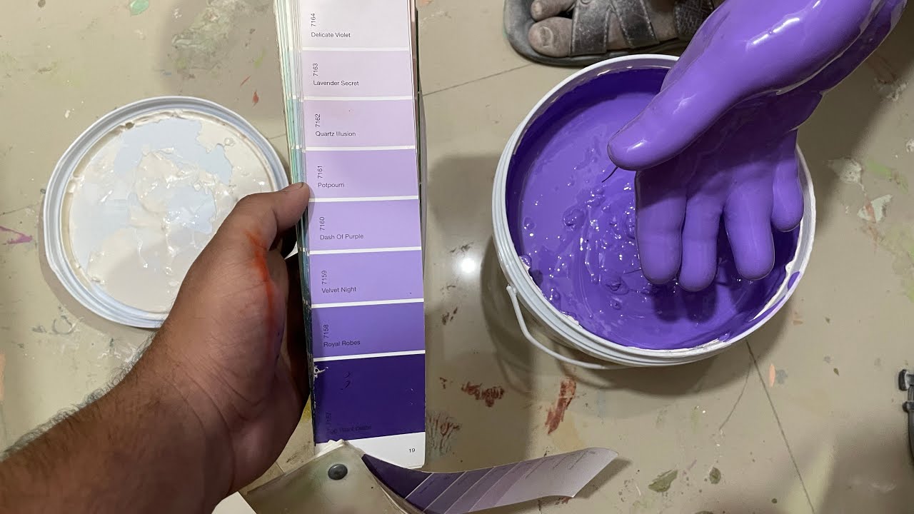 Asianpaints Distemper Dark Purple colour mixing | combination shade 2023 | colour output