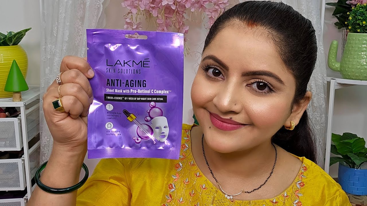 Lakme skin solutions anti aging sheet mask with PRO retinol can complex | RARA