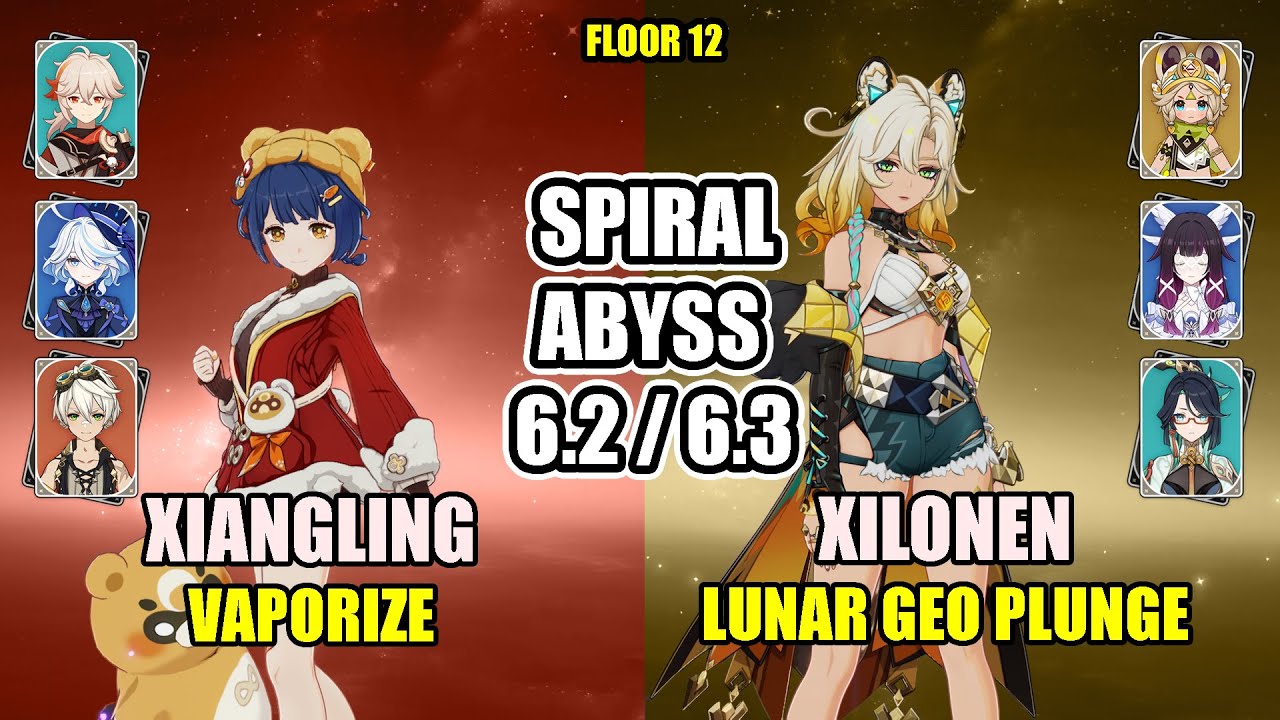C6 Xiangling Vaporize & C2 Xilonen Lunar Plunge | Spiral Abyss 6.2 / 6.3 Floor 12 | Genshin Impact