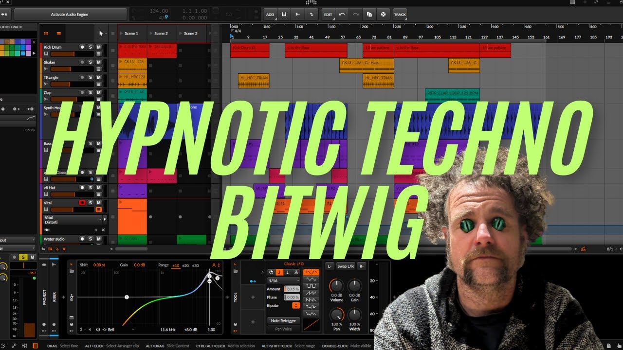 Hypnotic techno track walk through - made using Bitwig
