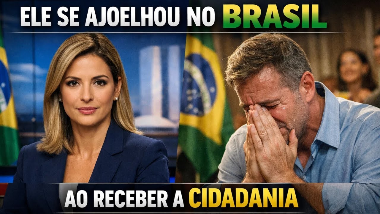 Um estranjeiro se ajoelhou no Brasil emocionado ao receberem a cidadania brasileira