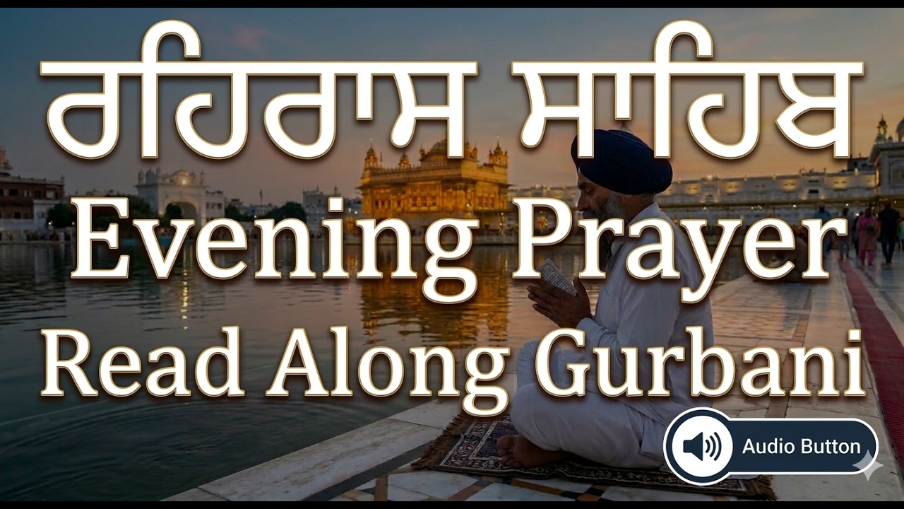 Non-Stop Rehras Sahib Audio | Peaceful Evening Prayer | Read Along | Seva Te Simran