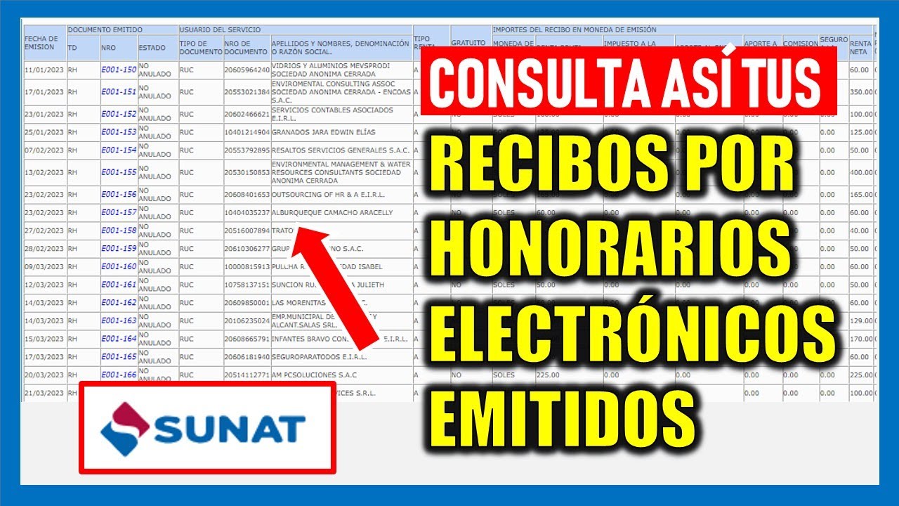 C&Oacute;MO VER MIS RECIBOS POR HONORARIOS ELECTR&Oacute;NICOS EMITIDOS 2023 - SUNAT