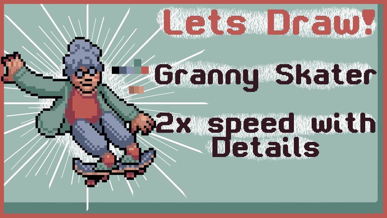 Earthbound Inspired Skater Grandma!  #pixelart #pixelartist #artprocess