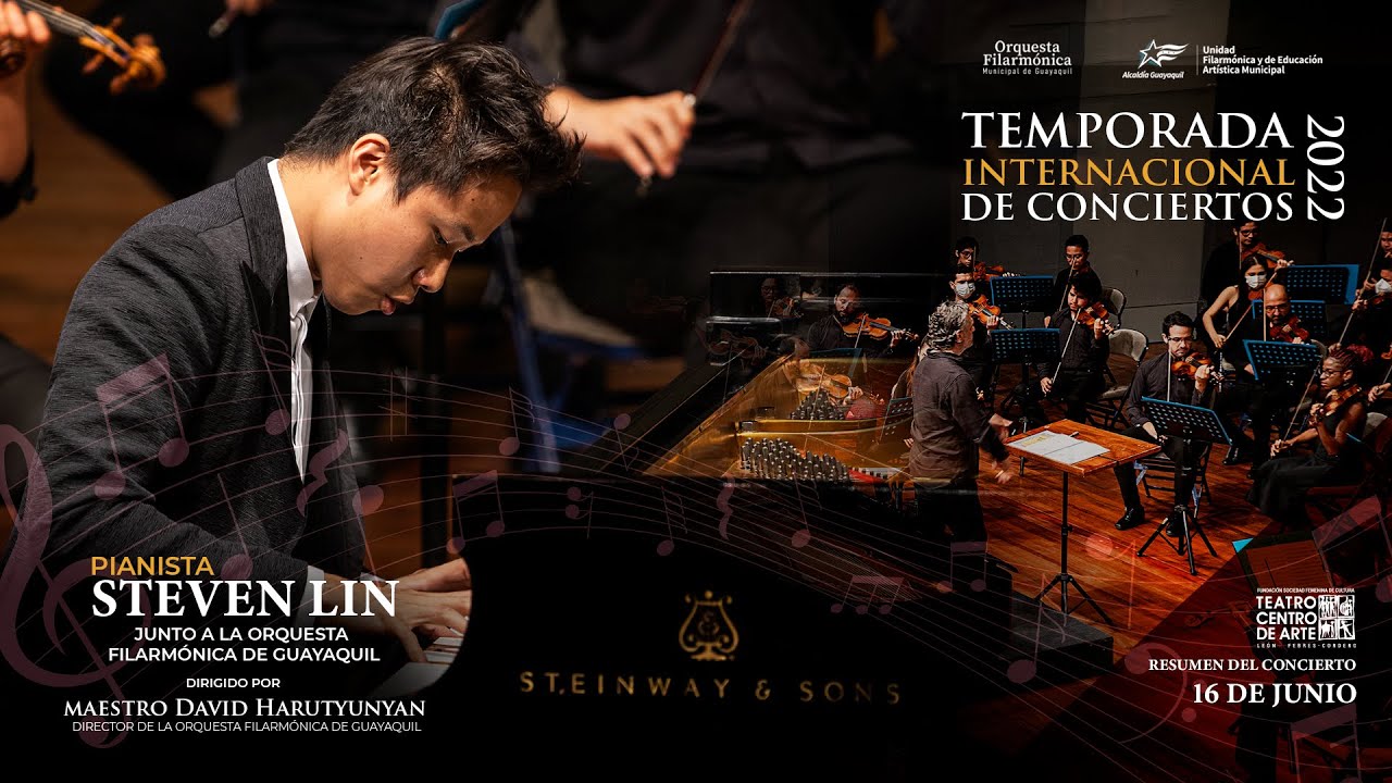 Steven Lin - pianista, junto a la Orquesta Filarmónica Municipal de Guayaquil