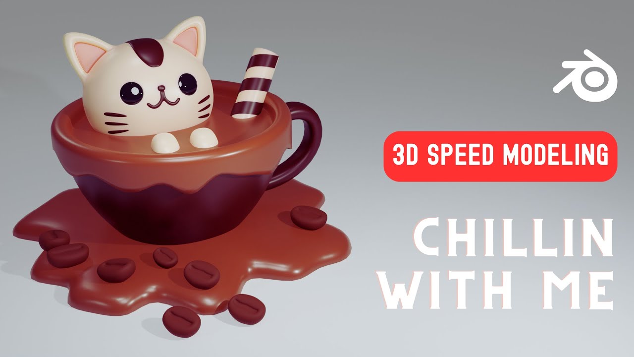 Blender Tutorial: Create a Cute Cat Chilling in a Cup of Coffee (Easy for Beginners!)