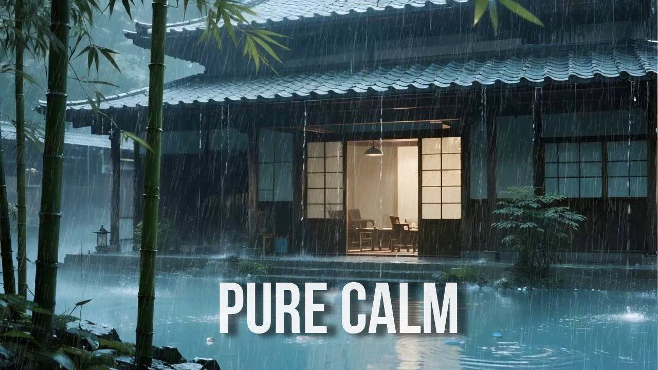 🔴 Pure Serenity Soft Rain Sounds at Traditional Bamboo Temple Pond to Completely Calm Your Busy Mind