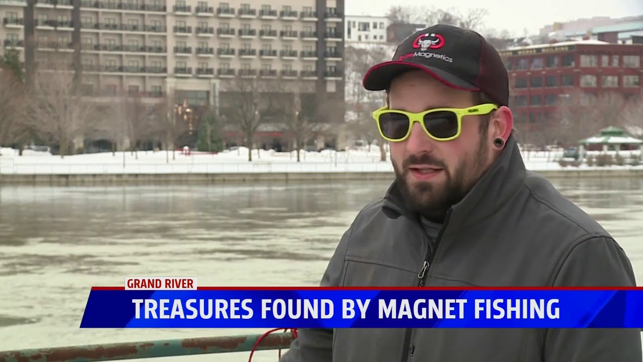 Magnet fisher pulls hidden pollution from Grand River