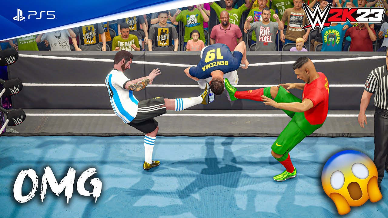 WWE 2K23 — Роналду и Месси против Бензема и Мбаппе | Командный чемпионат | PS5™ [4K60]