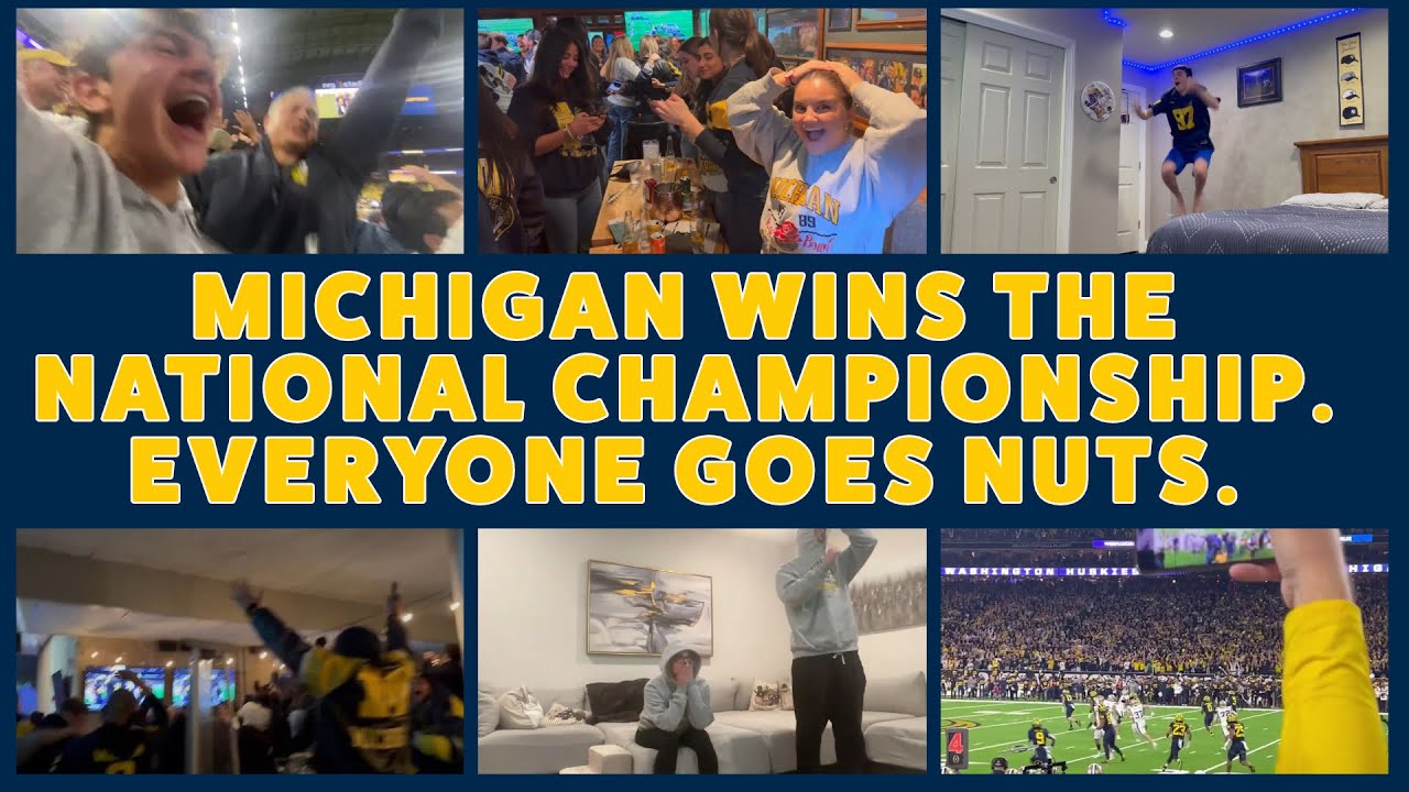 MICHIGAN WINS THE NATIONAL CHAMPIONSHIP. EVERYONE GOES NUTS. (FAN REACTIONS)