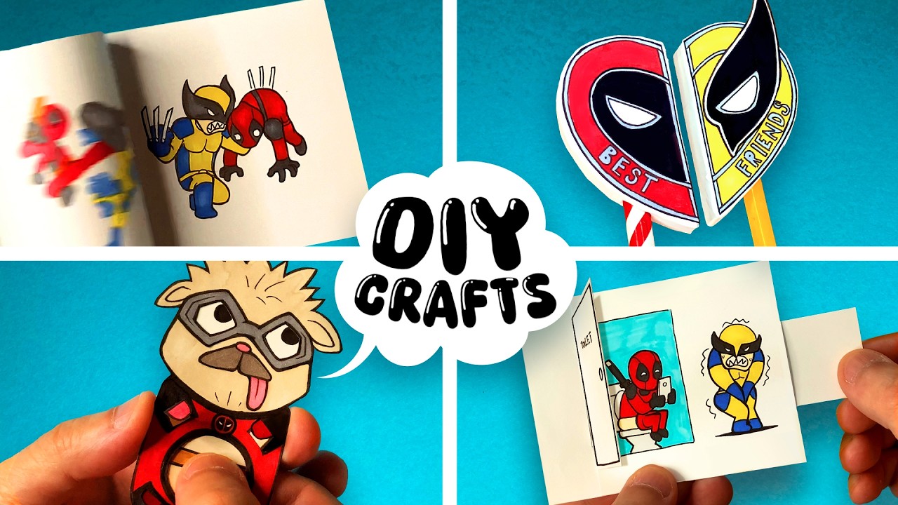 4 Best Easy Crafts Ideas Deadpool & Wolverine Movie DIY | Stationery, Arts and Paper Crafts Tutorial