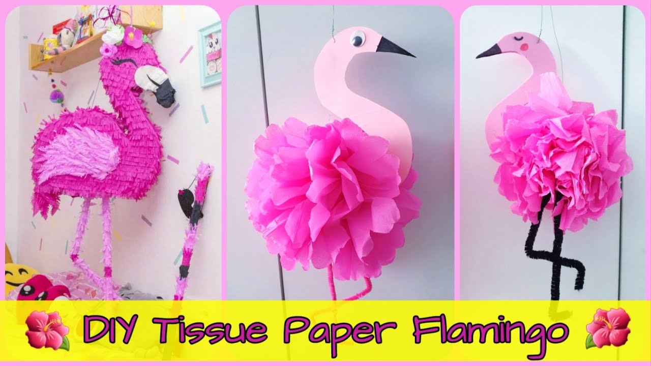 Diy Flamingo Paper Craft 🦩/How to Make Flamingo from Tissue Paper/ فلامينغو من الورق بسهولة🦩🌺🌼