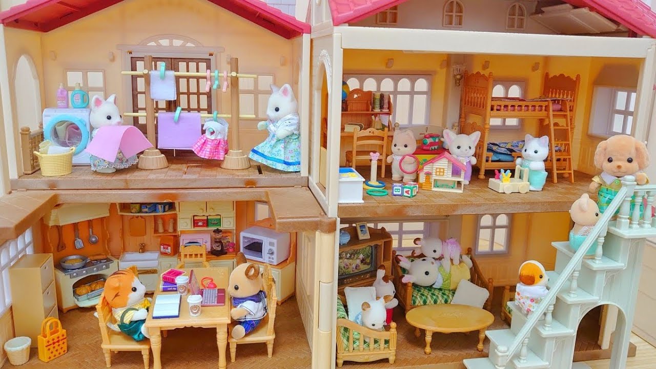 シルバニアファミリー 赤い屋根の大きなお家 家具を開封 sylvanianfamilies calicocritters 森林家族 リーメント 百均 ミニチュア