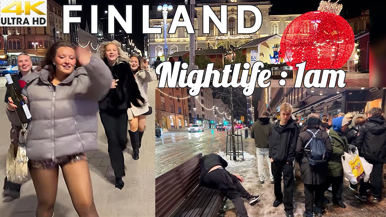 TAMPERE 4K CITY CENTER PARTY NIGHT LIFE IN COLD WINTER ❄️-5°C | FINLAND CRAZY MIDNIGHT LIFE AT 1AM 👀