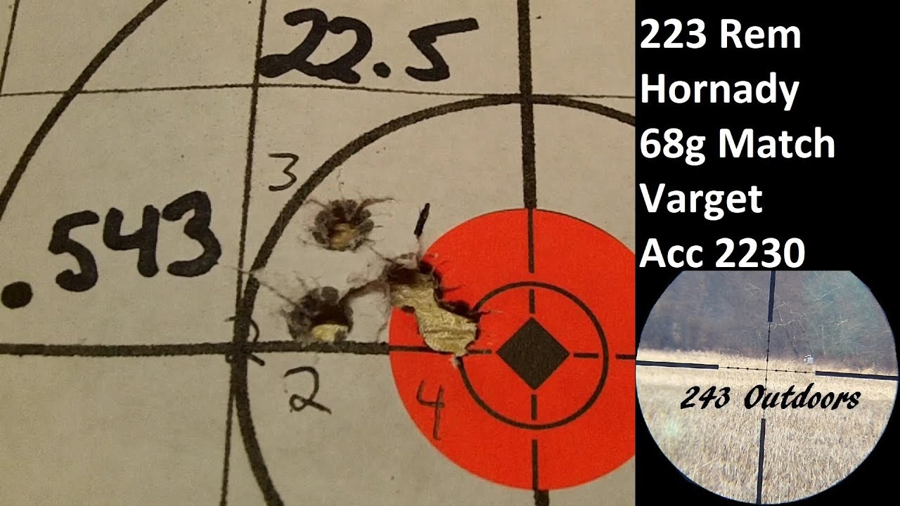223 Rem, Hornady 68g Match; Varget, Accurate 2230