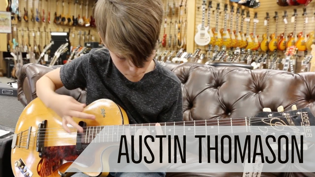 11-year-old Austin Thomason playing a 1960 Hofner Club National at Norman's Rare Guitars