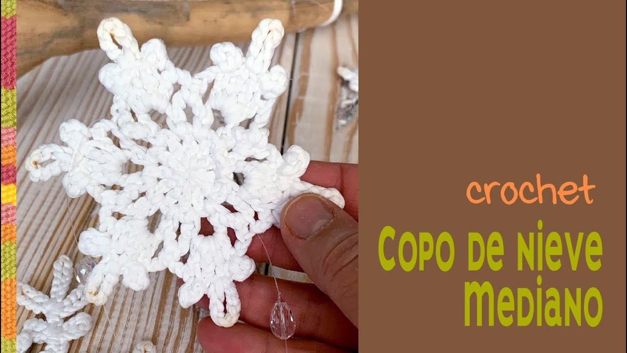 Copo de nieve MEDIANO tejido a crochet en 3 HILERAS para colgante con rama ❄️ Tejiendo Perú