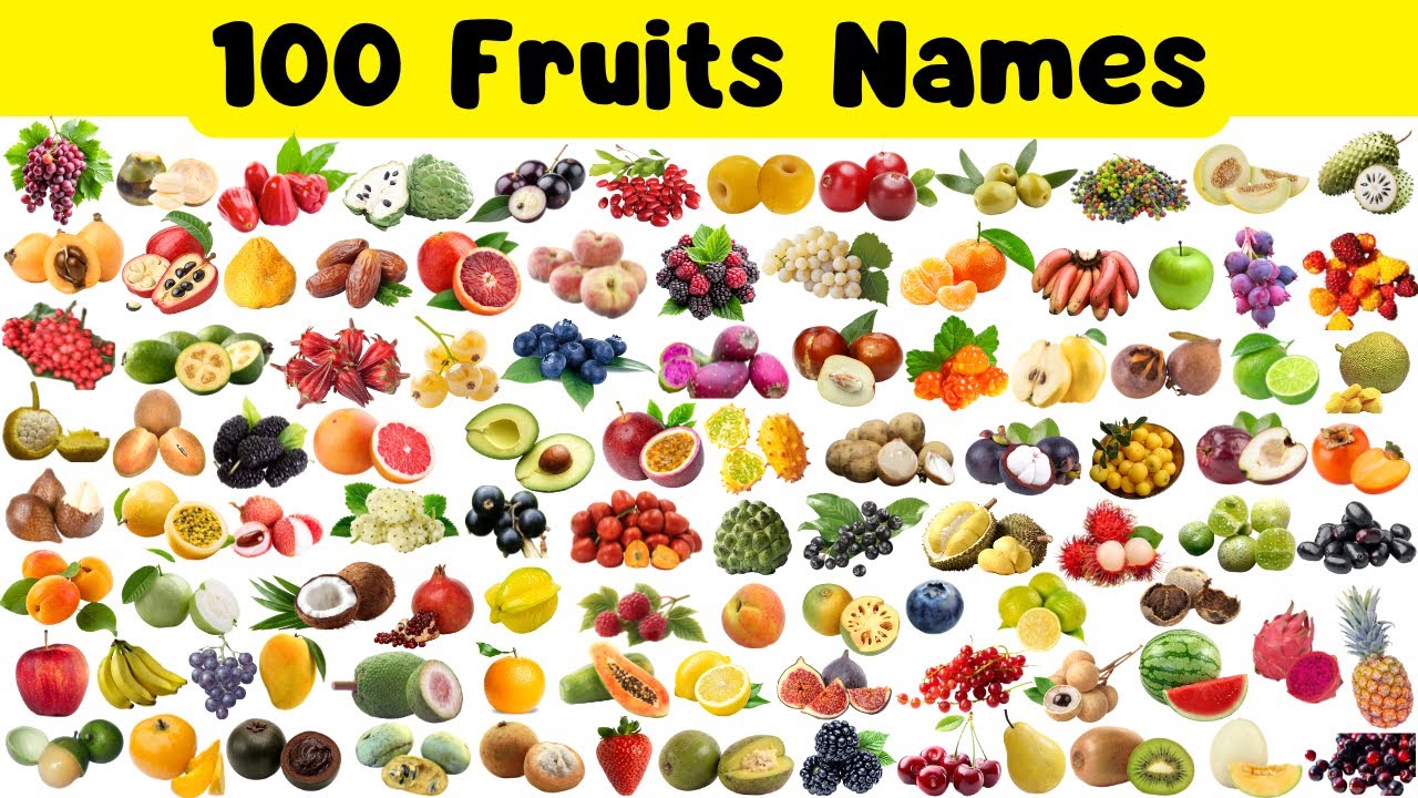 100 Fruits Name for Toddlers & Kids | Fruits Vocabulary in English for kids | First Words for Babies