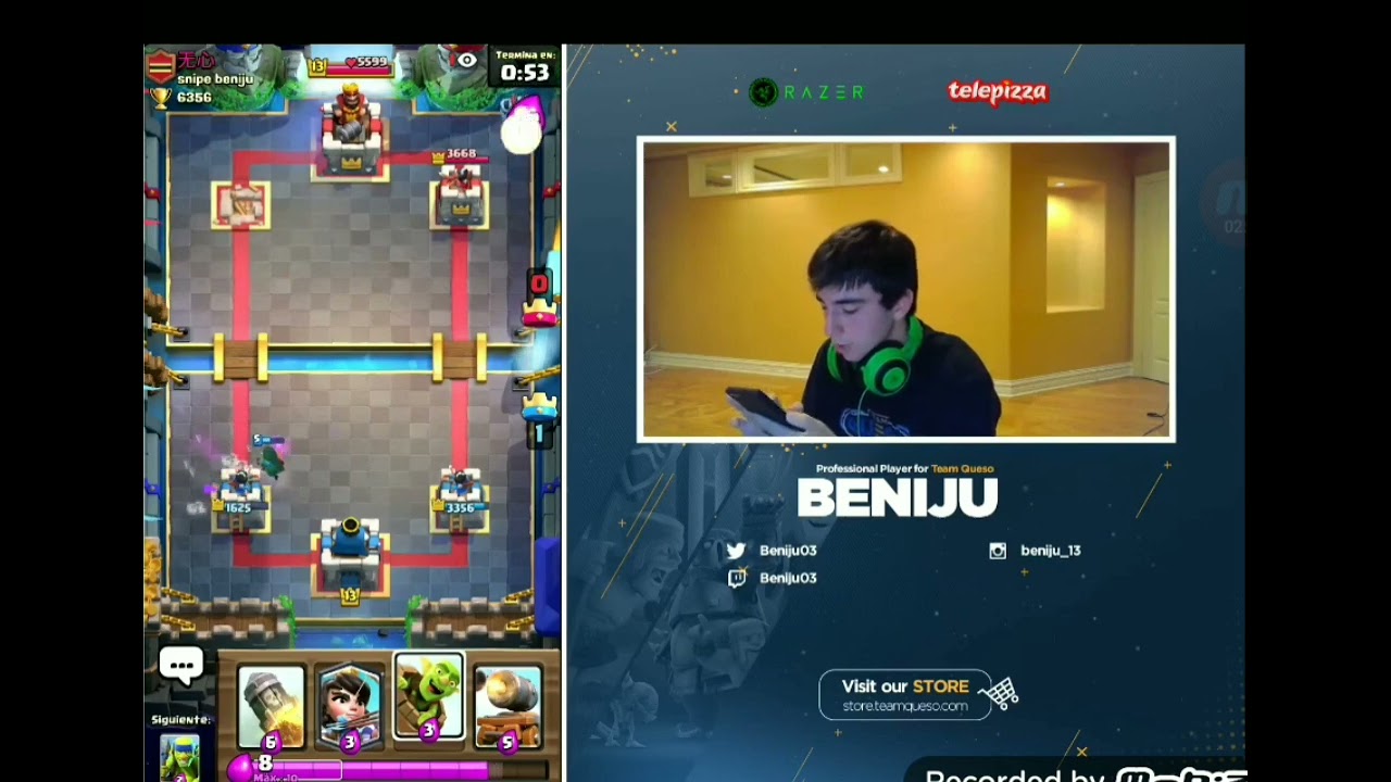 Así era BENIJU SIN MODALES cuando era SNIPEADO en directo en CLASH ROYALE (desde la 