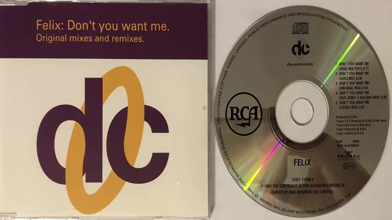 Felix Don't you want me (Hooj Mix) (1992) (CD Maxi)