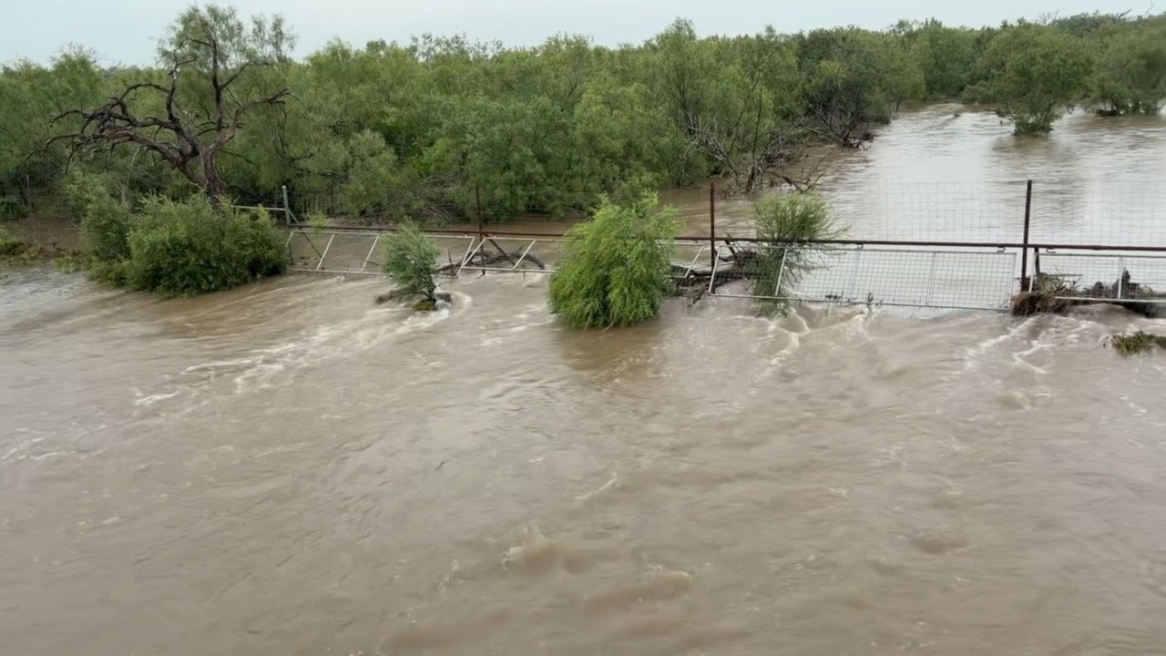 More video of rising water levels near Highway 90 West five miles from Uvalde, Texas