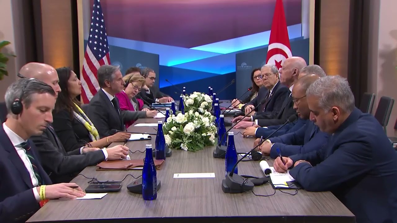 Secretary of State Antony J  Blinken meets with Tunisian President Kais Saied in Washington, D C