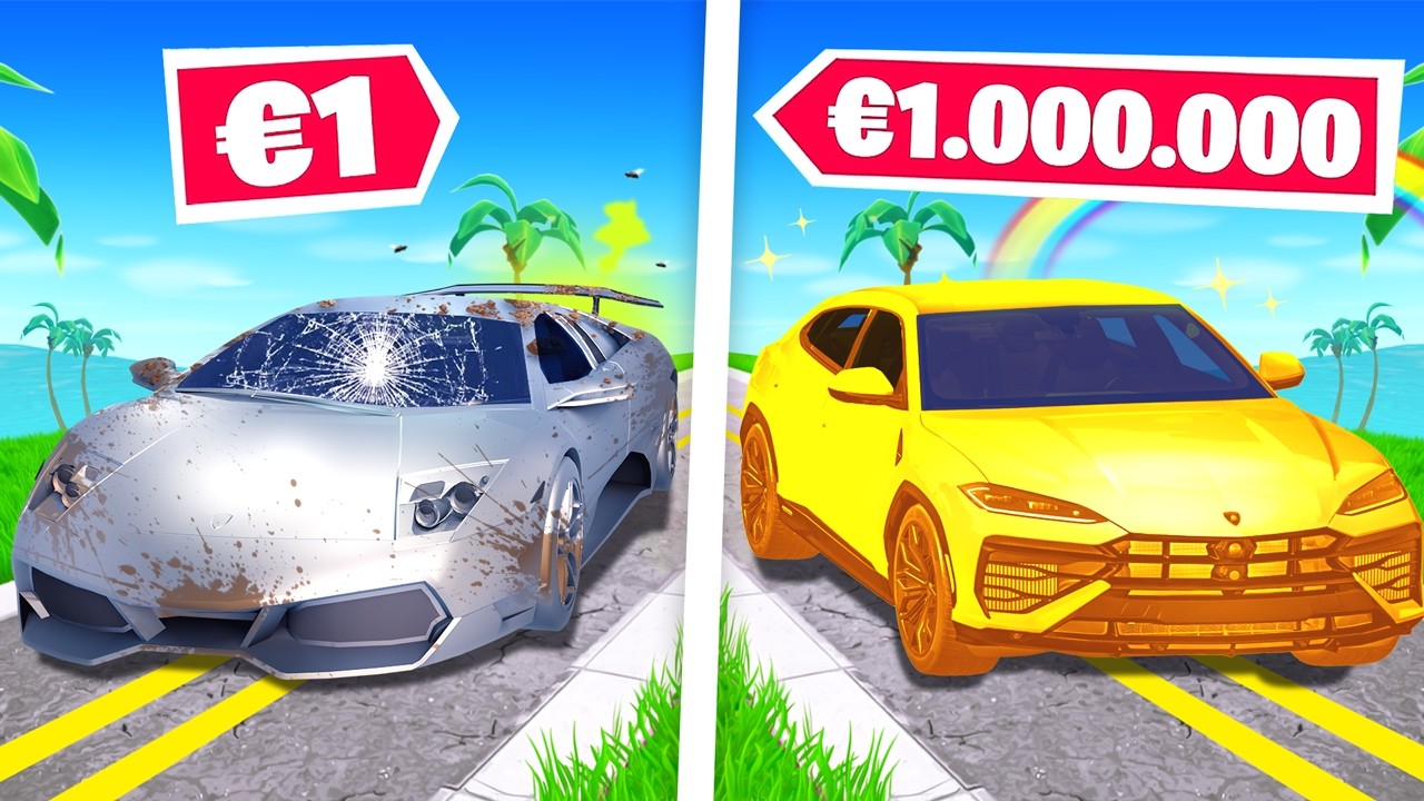 Lamborghini &agrave; 1&euro; vs Lamborghini &agrave; 1.000.000&euro; sur FORTNITE