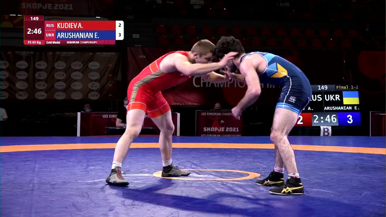 GOLD FS - 65 kg: A. KUDIEV (RUS) v. E. ARUSHANIAN (UKR)