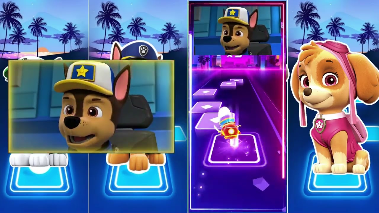 Paw Patrol Ryder VS Marshall VS Rubble Paw Patrol VS Paw Patrol - Tiles Hop EDm Rush