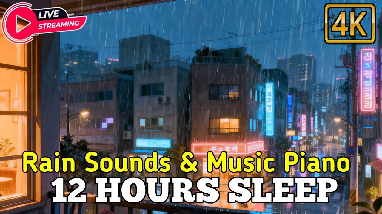 Deep Sleep Instantly 🌧️ Soft Piano & Rain Sounds for Relaxing Night (12 Hours)