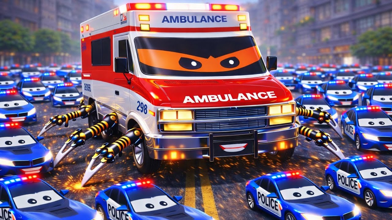 Critical Rescue Mission! 🔥🚑🚓 | Powerful Ambulance Takes Control of the Streets | Vehicles Animation